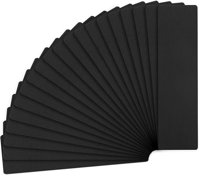 20-Pack Anodized Aluminium Laser Engraved Mount Metal Plate 3x1x0.04 Inch Engraver Blank Anodized Aluminum Sheets for DIY Laser Printing/Home/Office[Black]
