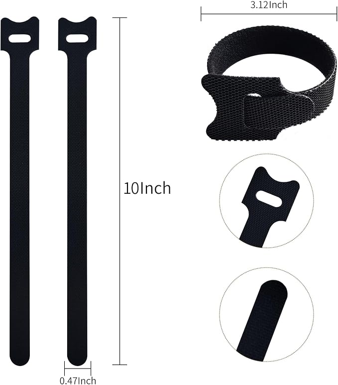 120 PCS 10 Inches Black Reusable Cable Ties, Cable Organizer, Cord Wrap and - Image 2