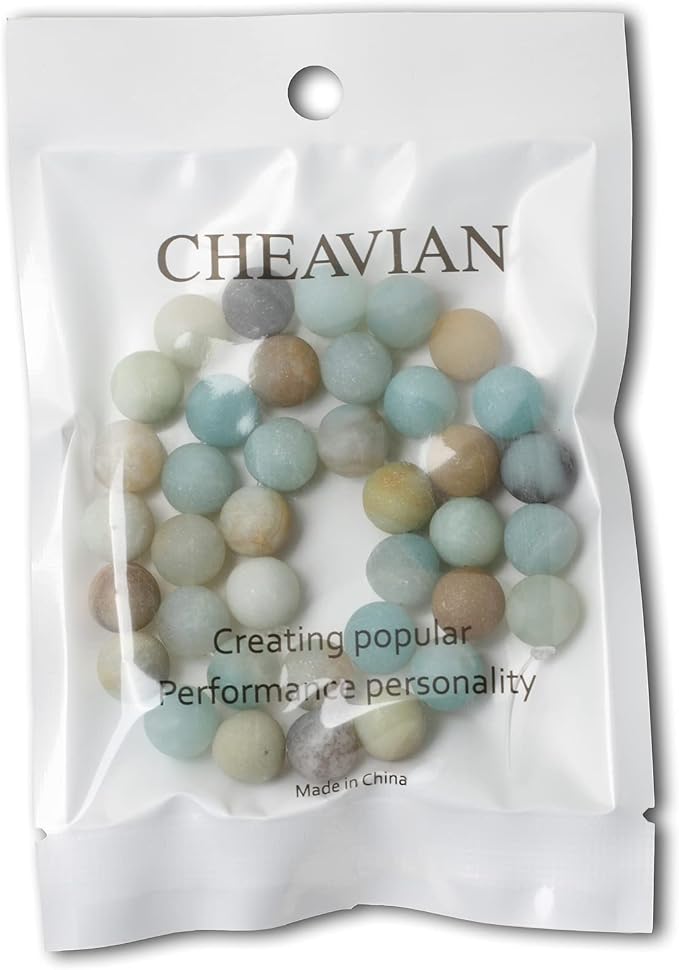35PCS 10mm Natural Colorful Frosted Amazonite Gemstone Round Loose Beads Stone - Image 5