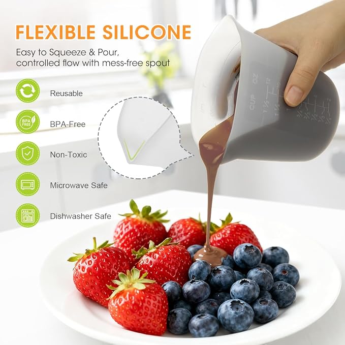 Aieve 6 Pcs Silicone Chocolate Melting Cups, Reusable Measuring Cups - Image 4