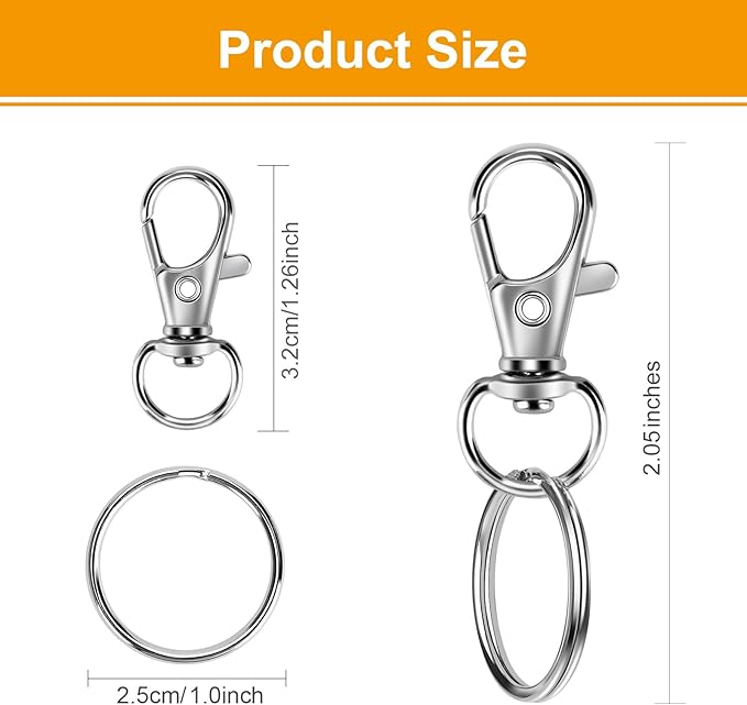 60PCS Keychain Making Kit, Including 30PCS Keychains Clips Hooks and 30PCS Key - Image 3