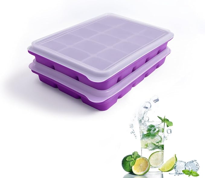 Tvmania Ice Cube Trays Set of 2, 15-Cube Silicone Molds by Tvmania