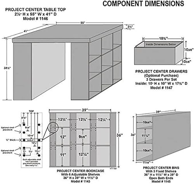 Project Center Desk with Bookcase and 3 Bin Cabinet-Oak - Image 3
