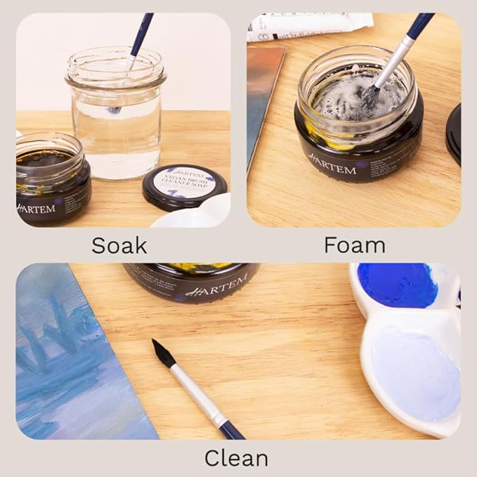 Hartem - Vegan Cream Cleanser Soap and Conditioner for Makeup and Art Brushes, Deep Cleaning and Restoration with Vegetable Oils to Protect Your Brushes, 100 g (3.38 oz)