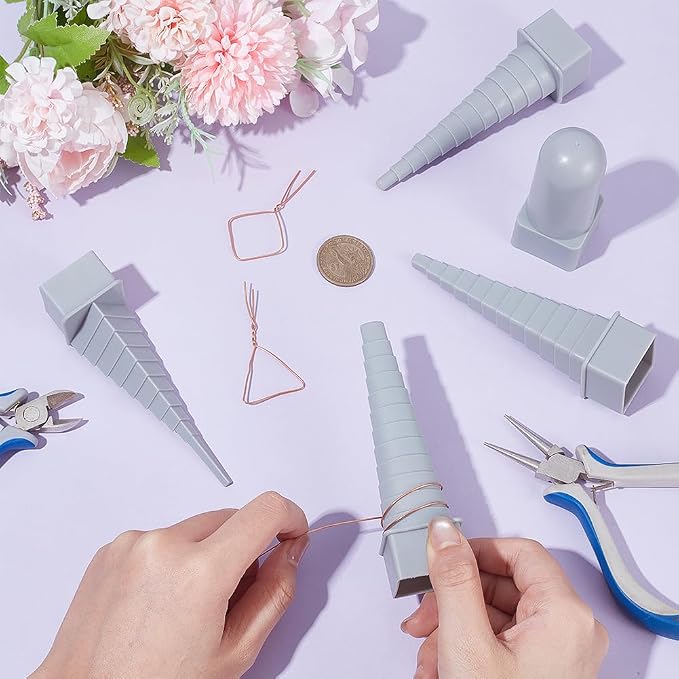 UNICRAFTALE 5Pcs 5 Styles Plastic Wire Wrapping Kit Gray Jewelry Shape Mandrel - Image 2