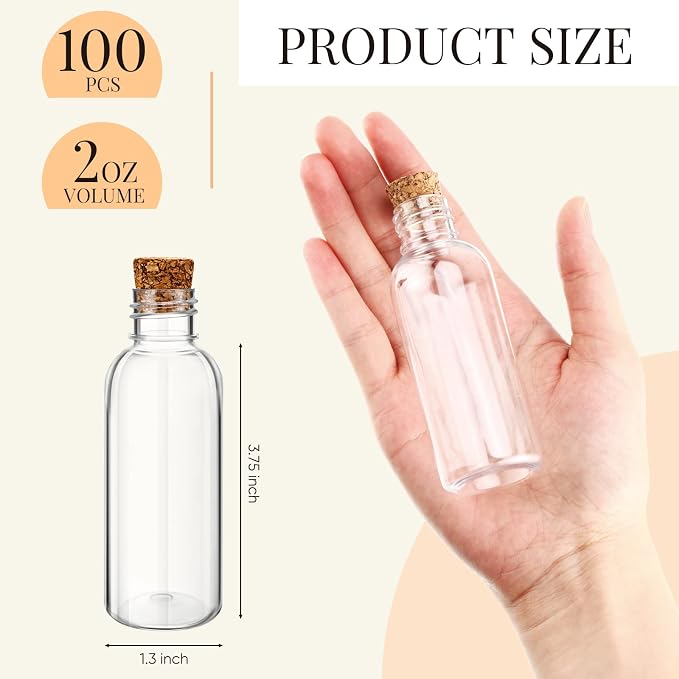 Yinkin 100 Pack 2 oz Plastic Sand Art Bottles - Image 2