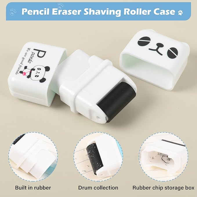 24 Pcs Cute Eraser for Pencils Cute Animals Eraser with Cover and Clean up Roller Kawaii Erasers for Kids Fun Erasers Back to School Supplies Kid Party Favors Gift