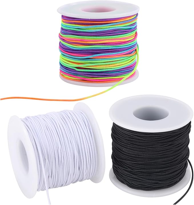 Stretchy String for Bracelets, 3 Rolls 0.8 mm 495 Feet Sturdy Elastic String by HFengQ