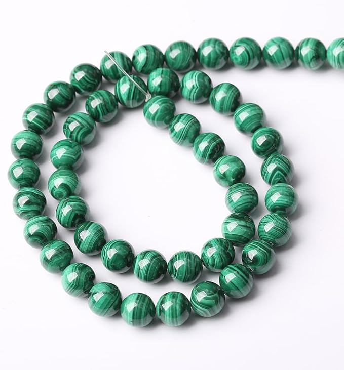 19pcs 10mm Natural Green Malachite Beads AAA Gemstone Round Loose Beads for Jewelry Making DIY Bracelets Necklaces Crystal Energy Healing Stone Beads 7.5" (Natural Malachite, 10mm)