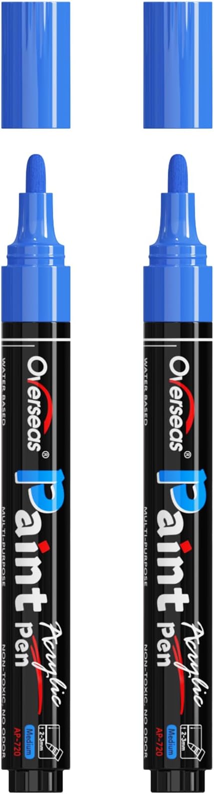 Overseas 2 Pack Blue Acrylic Paint Pens Permanent Markers, Medium Tip | by Overseas