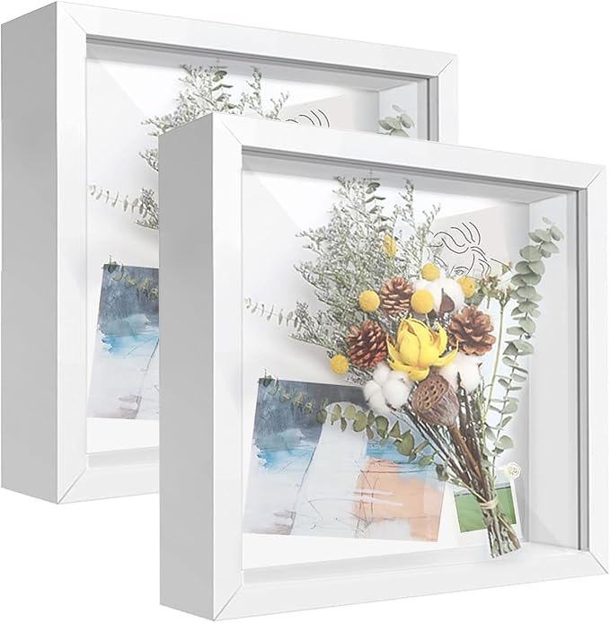8x8 White Shadow Box Frame Display Case by TOUYINGER
