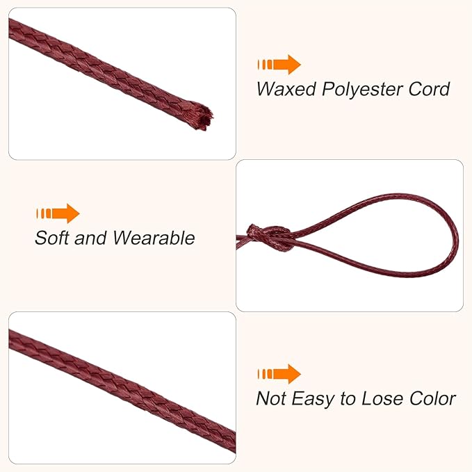 MECCANIXITY Waxed Cord 1.2mm Waxed Polyester Cord 175 Yard Wax String for Bracelet Making,Necklaces, Beading,Jewelry Making and DIY Crafts(Wine Red)