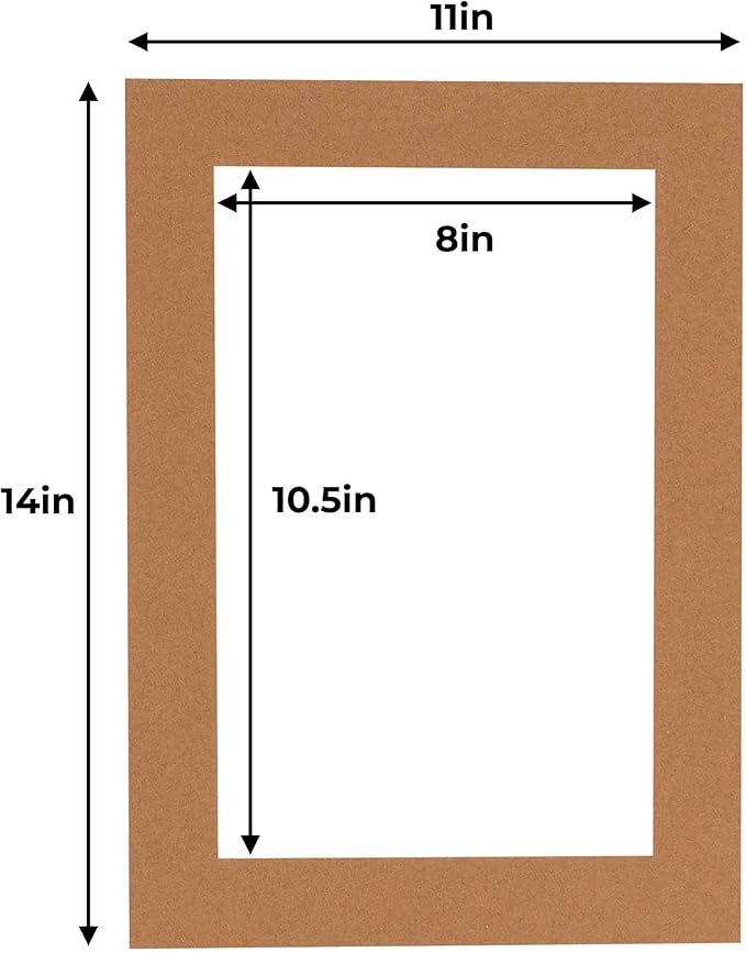 11x14 Mat for 8.5x11 Photo - Precut Aged Oak Brown Picture Matboard for Frames Measuring 11 x 14 Inches - Bevel Cut Matte to Display Art Measuring 8.5 x 11 Inches - Acid Free ONE MAT
