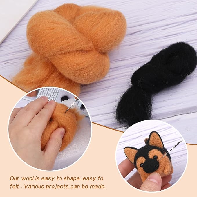 QMNNMA Needle Felting Kit, Animals Needle Felting Set, DIY Wool Felt Materials - Image 4