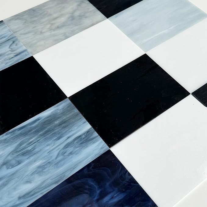 ILLUCKAI 12 Sheets Stained Glass Sheet Assorted Gray Black White Colors - Image 5
