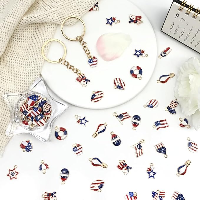 WOCRAFT 120pcs Assorted Enamel Bracelet 4th of July Independence Day American - Image 5