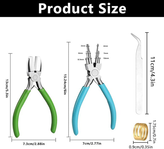 2 Pieces 6 in 1 Jewelry Pliers Jewelry Making Tool Bail Making Pliers wire bending pliers Wire Bending for Beading Looping Shaping Wire DIY Crafts,Bending Jewelry Makings Looping Crafts