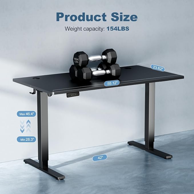 DUMOS 55 Inch Electric Standing Desk Height Adjustable, Sit to Stand Computer - Image 7
