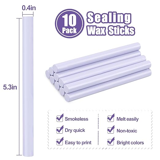 Glue Gun Sealing Wax Sticks for Wax Seal Stamp -Light Purple, Great for Wedding Invitations, Cards Envelopes, Snail Mails, Wine Packages, Christmas Gift Ideas, Pack of 10