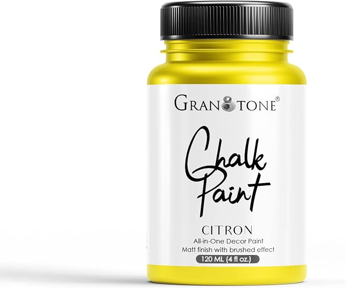 GRANOTONE Chalk Paint for Furniture, Home Decor, Crafts | Eco-Friendly | All In One Paint | No Wax Needed | Versatile DIY Solution | 120 ML (CITRON)