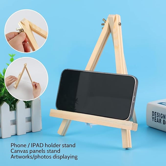 26 Pack 9 Inch Wood Easel, Painting Party Easel, Kids Student Tabletop Easels for Painting, Portable Canvas Photo Picture Sign Holder Tripod Painting Easels for Art & Crafts
