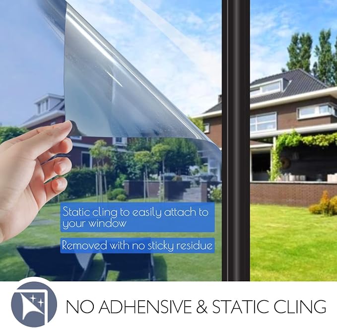 HIDBEA One Way Mirror Window Privacy Film Daytime, Heat Control Sun Blocking - Image 5