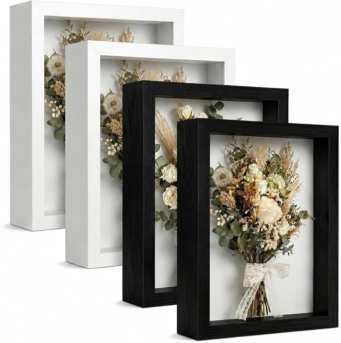 4 Pack 8x10Shadow Box Frame Set, Deep Wood Display Case by Unknown
