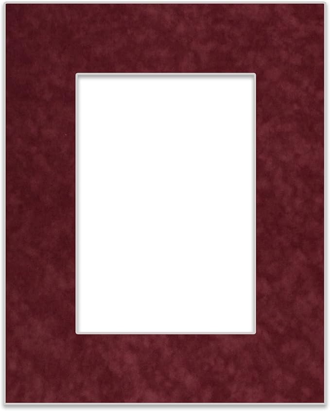 11x14 Mat Bevel Cut for 8.5x11 Photos - Acid Free Dark Red Suede Precut Matboard - For Pictures, Photos, Framing - 4-ply Thickness