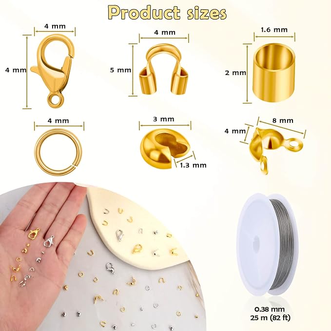 Acejoz 1200 Pcs Crimp Beads Supplies - Image 3