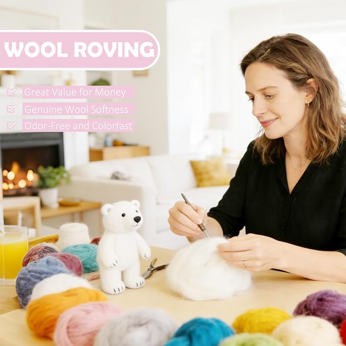 Wool Roving Light Pink, 3.4oz Needle Felting Wool, Perfect Felting Wool - Image 4