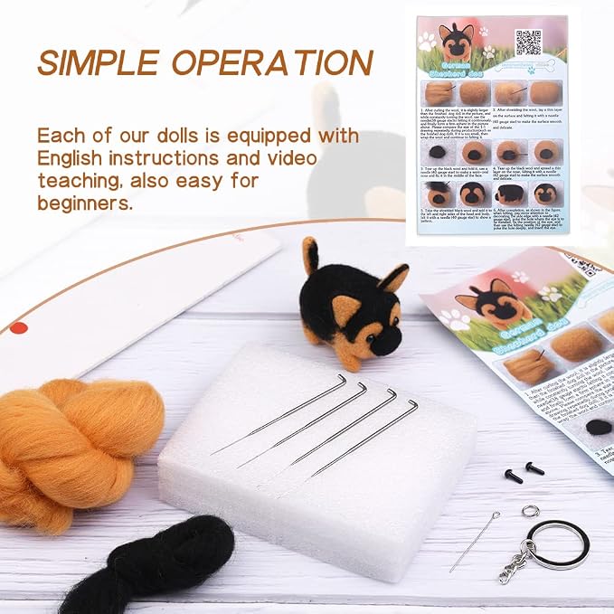 QMNNMA Needle Felting Kit, Animals Needle Felting Set, DIY Wool Felt Materials - Image 3