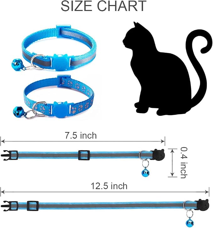 Green Cat Collars with Bells, Break Away Cat Collar with Bells, Reflective - Image 4
