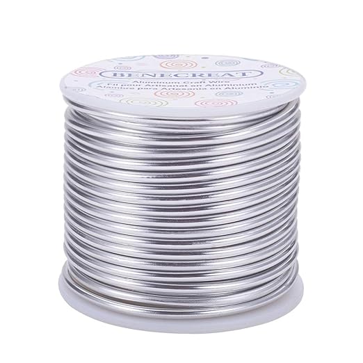 BENECREAT 9 Gauge Jewelry Craft Aluminum Wire 55 Feet Bendable Metal Sculpting Wire for Craft Floral Model Skeleton Making, Plant Gardening, Silver