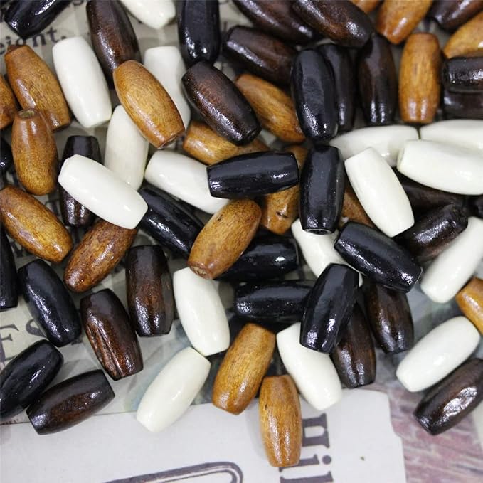 400Pcs Large Hole Barrel Wood Beads, BetterJonny 15x7mm 4 Colors Natural Wooden - Image 4