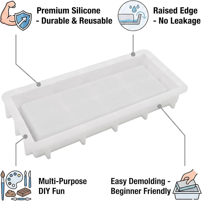 1Pc Rectangular Silicone Resin Tray Mold - Image 3