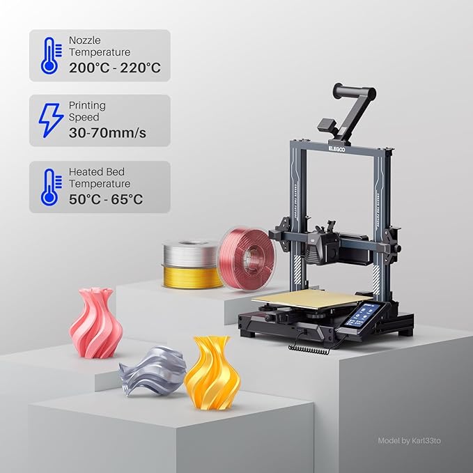 ELEGOO Silk PLA Filament 1.75mm Gold & Silver Grey 2KG, 3D Printer Filament Dimensional Accuracy +/- 0.02mm, 2 Pack 1kg Spool(2.2lbs) 3D Printing Filament Fits for Most FDM 3D Printers