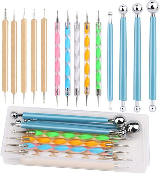 14 Pcs Dotting Tools Ball Styluses with Box, Dotting Tools Set Rock Painting, Pottery Clay Modeling Embossing Nail Art