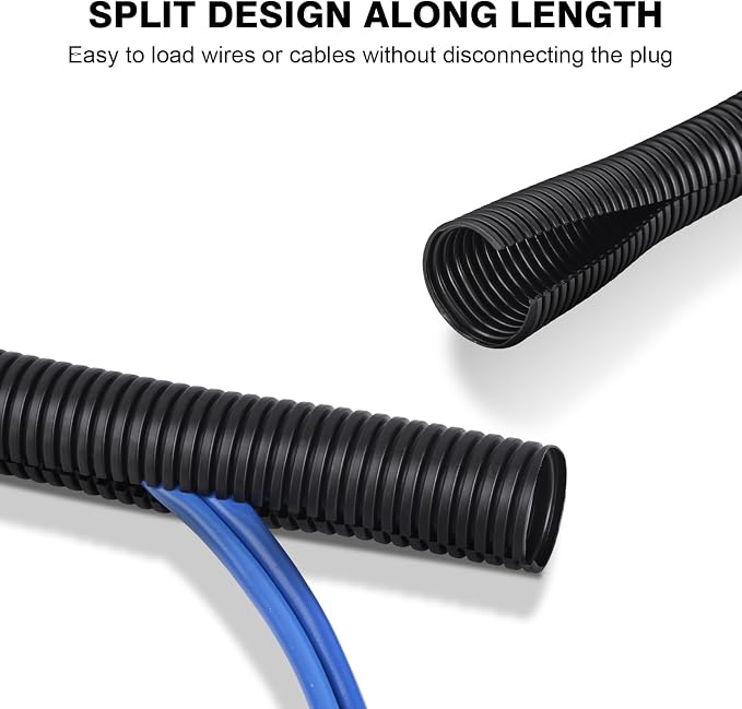 10ft - 1/2 inch Flame Retardant Split Wire Loom Tubing - Flexible Wire Covers - Image 2