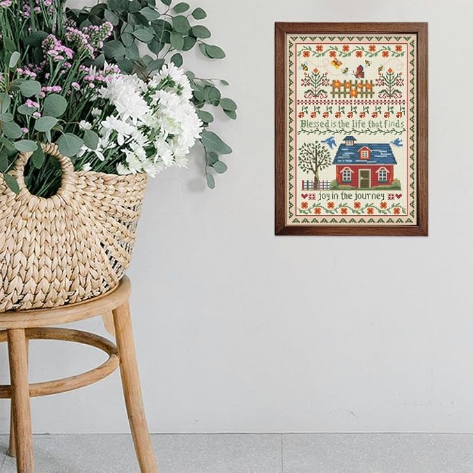 FREEBLOSS Cross Stitch Wall Hanging Kits Stamped Embroidery Starter Kits Pre - Image 6