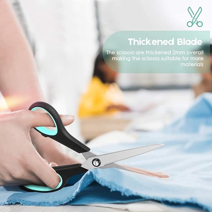 iBayam 8.5" All Purpose Sharp Black Scissors, Comfort-Grip Handles, School - Image 7