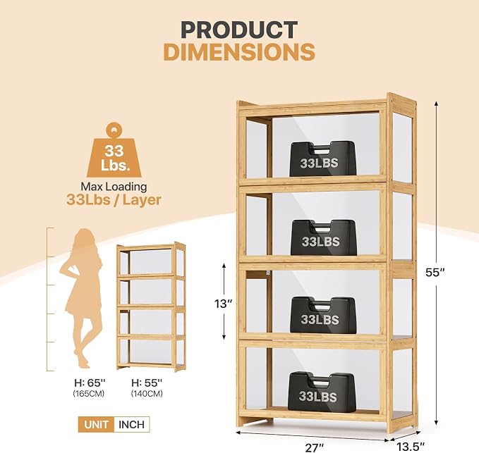 Magshion Display Cabinet with Flip-Up Doors, Natural | Full 4-Side Clear - Image 2