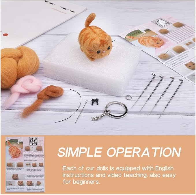 QMNNMA Needle Felting Kit, Animals Needle Felting Set, DIY Wool Felt Materials - Image 3