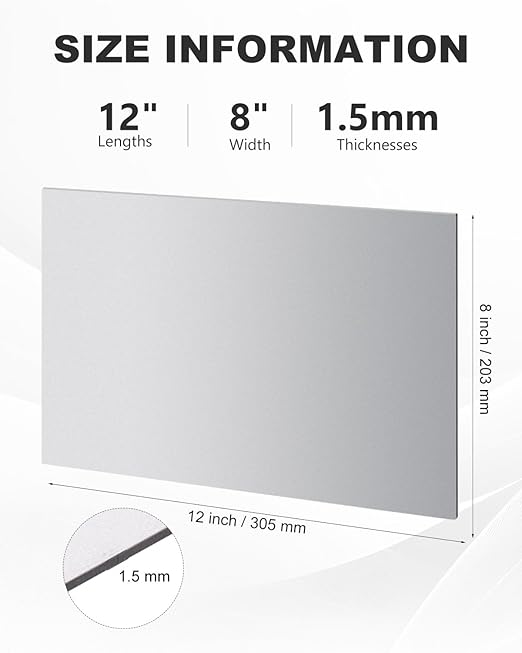 2 Pcs 16 Gauge Steel Sheets Metal Cold Rolled Steel Plate, 12" x 8" Weldable Metal Sheet for DIY Craft Projects, Industrial, Professional