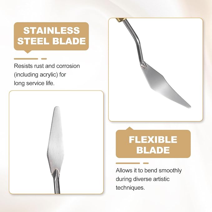 HARFINGTON Palette Knife Painting Tool 2.17" x 0.59" Stainless Steel Teardrop - Image 4