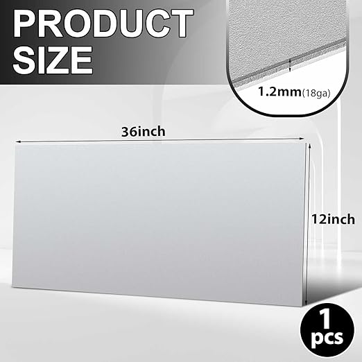 Hicarer 1 Pcs Mild Steel Sheet Cold Rolled 18 Gauge Metal Plate Weldable Metal Sheets for Professional Industrial DIY Use, Clean Surface Easy to Weld (36'' X 12'')