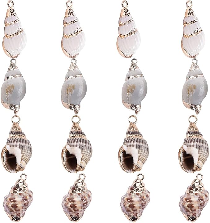SUNNYCLUE 1 Box 16Pcs Oval Ocean Beach Spiral Seashells Craft Charms Connectors by SUNNYCLUE