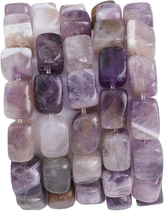 Natural Amethyst Cuboid Stone Loose Semi Gemstone Beads for Jewelry Making 8mmx12mm 38cm/Strand