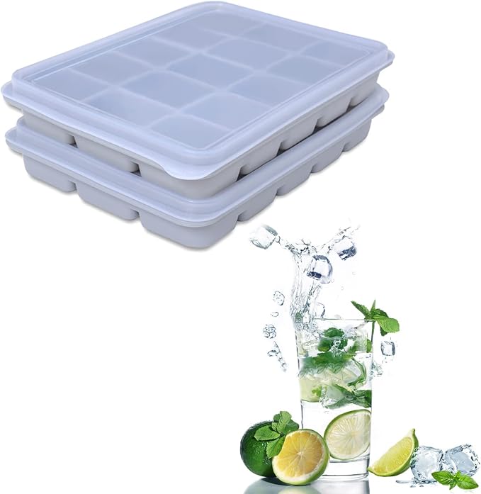 Tvmania Ice Cube Trays Set of 2, 15-Cube Silicone Molds by Tvmania
