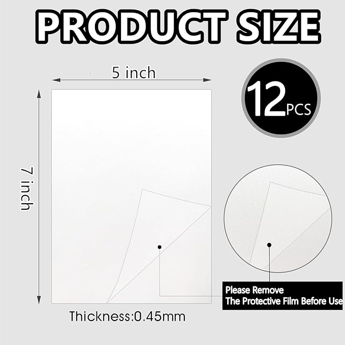 12pcs Sublimation Metal Photo Blanks 5x7 Inch - Make Your Permanent Photo Posters Signs, Sublimation Aluminum Blank for Crafters Small Businesses DIY Enthusiasts (Thickness 0.45mm)