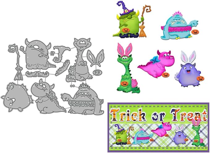 Halloween Clear Silicone stampReusable Stamp with Pumpkins, Skulls, Bats, Santa Claus, and Holiday Designs. Used for Making Cards, scrapbooks, and DIY templates (Halloween Monsters)